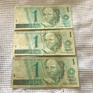Bundle of 3 one REAL Bill of BRASIL